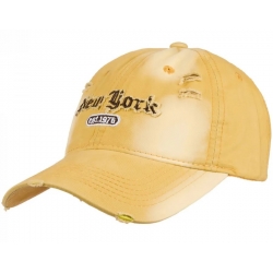 Czapka z daszkiem bawełniana dżokejka NEW YORK VINTAGE unisex bejsbolówka CZ-M-103 Beż