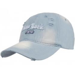 Czapka z daszkiem bawełniana dżokejka NEW YORK VINTAGE unisex bejsbolówka CZ-M-103 Niebieski