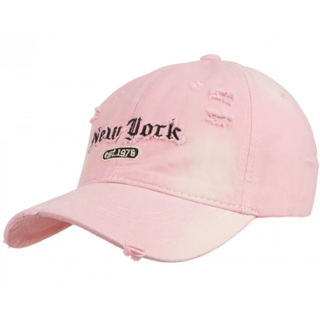 Czapka z daszkiem bawełniana dżokejka NEW YORK VINTAGE unisex bejsbolówka CZ-M-103 Róż