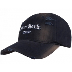 Czapka z daszkiem bawełniana dżokejka NEW YORK VINTAGE unisex bejsbolówka CZ-M-103 Granat