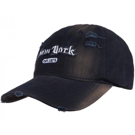 Czapka z daszkiem bawełniana dżokejka NEW YORK VINTAGE unisex bejsbolówka CZ-M-103 Granat