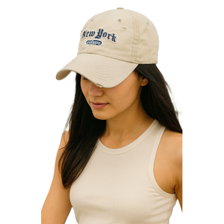 Czapka z daszkiem bawełniana dżokejka NEW YORK VINTAGE unisex bejsbolówka CZ-M-103 Szary