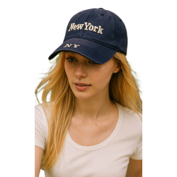 Czapka z daszkiem bawełniana dżokejka NEW YORK unisex bejsbolówka CZ-M-102 Granat