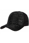 Czapka z daszkiem damska dżokejka z KAMYKAMI BŁYSZCZĄCYMI bejsbolówka CZAP-AB-1 czarny+ srebrny