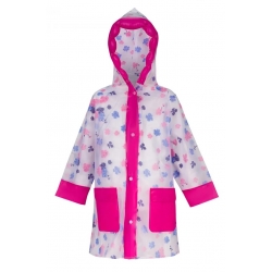 Płaszcz Przeciwdeszczowy dziecięcy z motywem KWIATKI 100-115cm PEL-DZ-14M fuksja