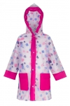 Płaszcz Przeciwdeszczowy dziecięcy z motywem KWIATKI 115-125cm PEL-DZ-14L fuksja