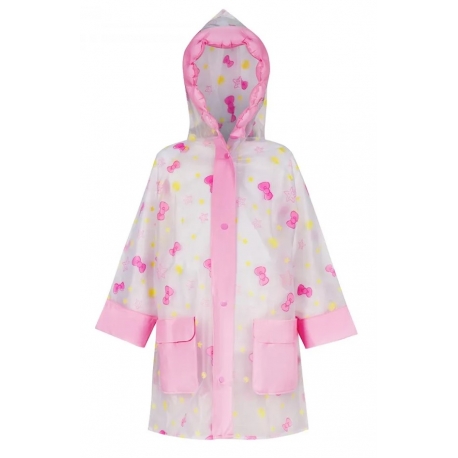 Płaszcz Przeciwdeszczowy dziecięcy z motywem KOKARDKI 100-115cm PEL-DZ-15M różowy