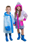 Płaszcz Przeciwdeszczowy dziecięcy z motywem PAJĘCZYNY 100-115cm PEL-DZ-16M niebieski