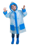 Płaszcz Przeciwdeszczowy dziecięcy z motywem PAJĘCZYNY 100-115cm PEL-DZ-16M niebieski