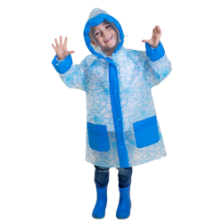 Płaszcz Przeciwdeszczowy dziecięcy z motywem PAJĘCZYNY 100-115cm PEL-DZ-16M niebieski