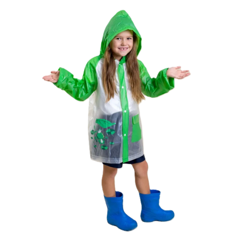 Płaszcz Przeciwdeszczowy dziecięcy peleryna z motywem ŻABKI 125-135cm PEL-DA-5XL zielony