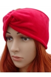 Opaska welurowa turban pleciona przeplatana wełna beż