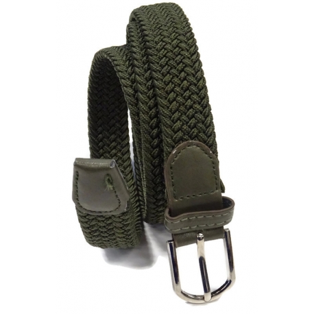 Pasek pleciony gumowy do spodni brązowy wąski